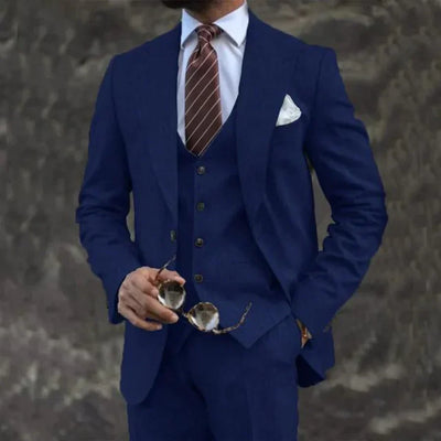 Men’s Three-Piece Suit – Tailored Fit – Single-Breasted – Breathable Luxury Fabric