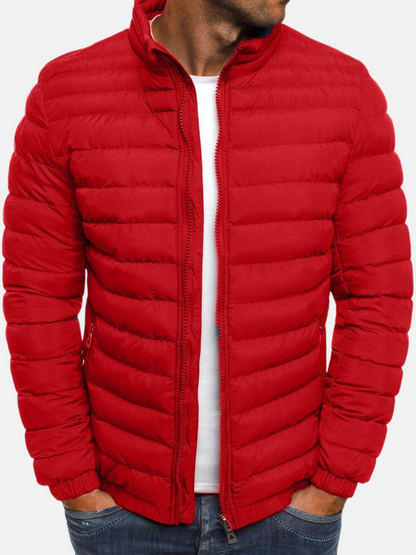 Men’s Quilted Jacket – Slim Fit – Lightweight Padding – High Collar – Zipper Pockets