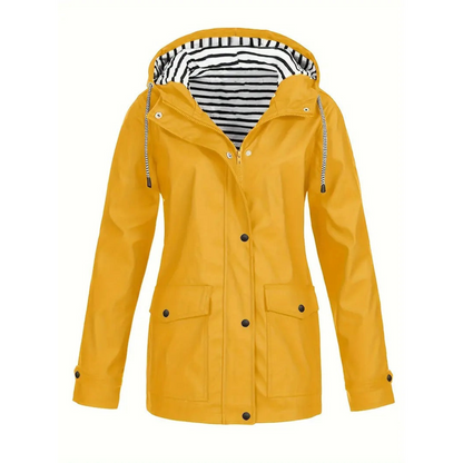 Women’s Raincoat – Relaxed Fit – Adjustable Hood – Mid-Length Outdoor Wear