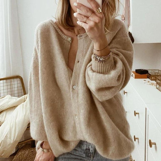 Women’s Cardigan – Oversized Fit – Soft Knit – Button Front – Ribbed Cuffs Casual Layer