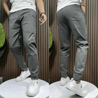 Men’s Jogger Pants - Stretch Fabric - Tapered Fit - Elastic Waist & Cuffs - Multi-Pocket