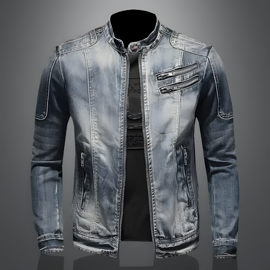 Retro worn effect casual jacket for men