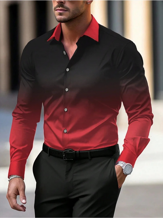 Men's gradient slim fit shirt with long sleeves and button closure