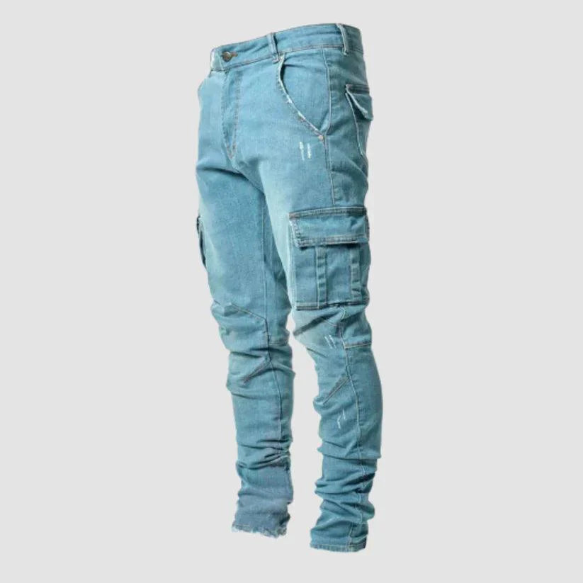 Slim-Fit Stretch Denim Cargo Pants for Men