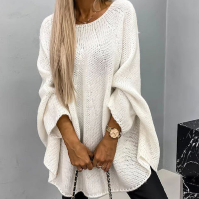 Women's knitted cape-style scarf sweater