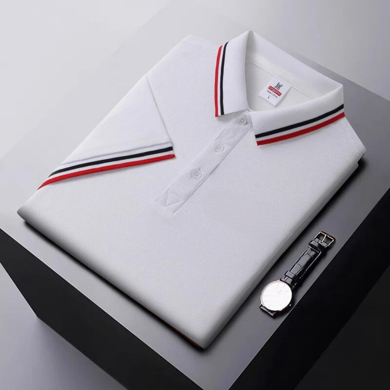 Men’s Polo Shirt – Regular Fit – Breathable Blend – Striped Collar Casual Wear