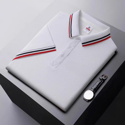 Men’s Polo Shirt – Regular Fit – Breathable Blend – Striped Collar Casual Wear