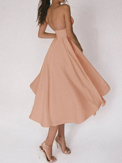 Women's A-Line Dress - Crisscross Back - Sleeveless Fitted Bodice - Flowing Midi Skirt