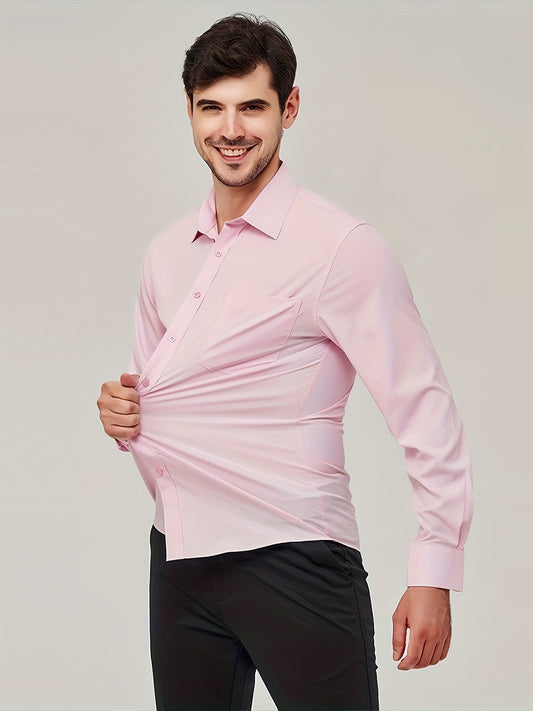 Men’s Dress Shirt - Breathable Cotton - Modern Fit - Long Sleeve Button-Up