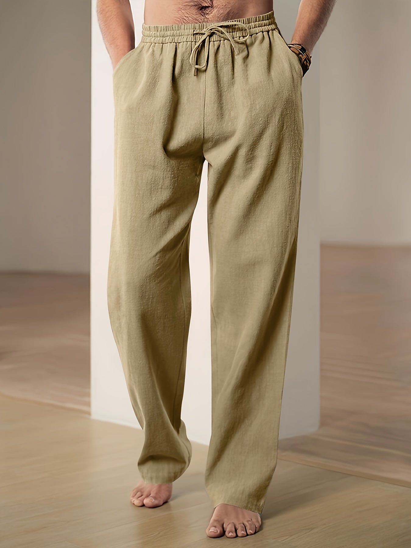 Relaxed fit drawstring pants for men