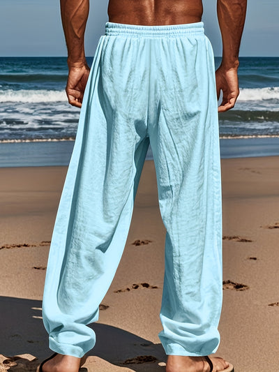 Palm tree printed drawstring pants for men
