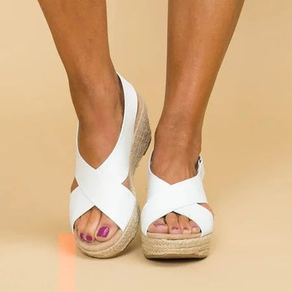 Women’s Wedge Sandals – Crisscross Straps – Espadrille Platform – Open Toe Fit