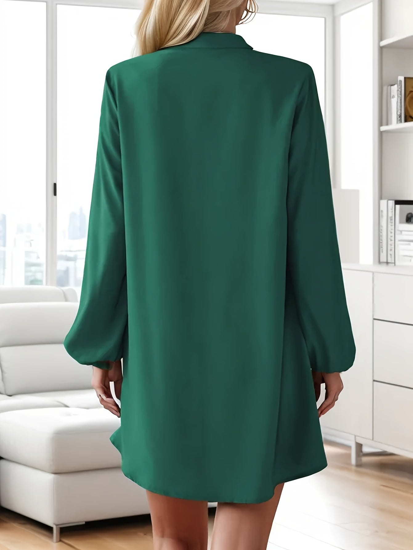 Long sleeve button-down mini dress for women