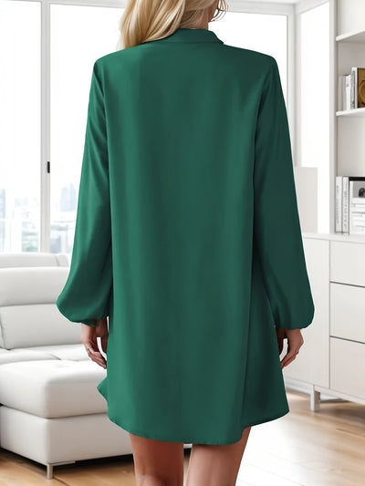 Long sleeve button-down mini dress for women