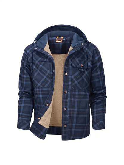 Hooded checked jacket for men