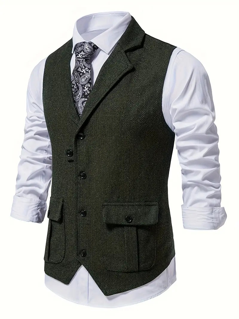 Men's herringbone single-breasted blazer