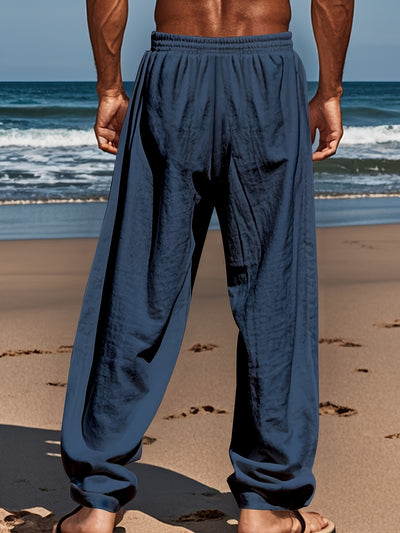 Palm tree printed drawstring pants for men