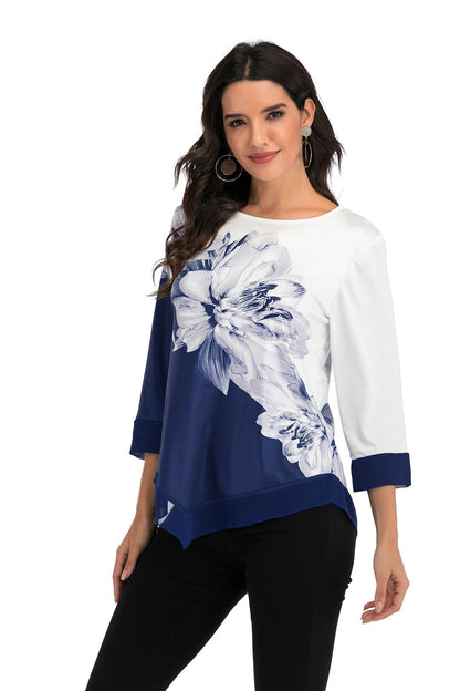 Women's Loose-Fit Blouse with Asymmetrical Hem