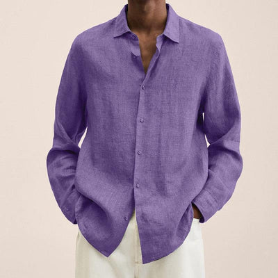 Men’s Button-Down Shirt – Relaxed Fit – Natural Fibers – Long Sleeve Versatile Style