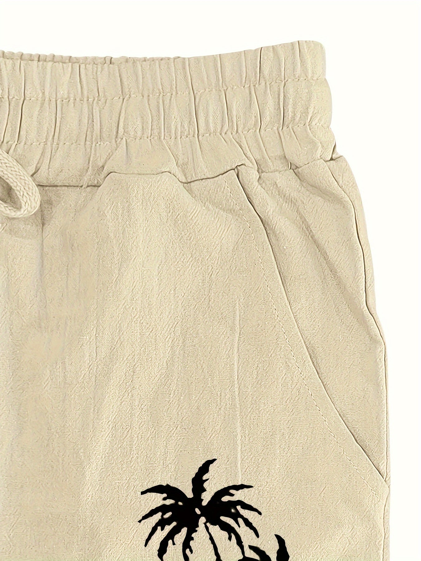 Palm tree printed drawstring pants for men
