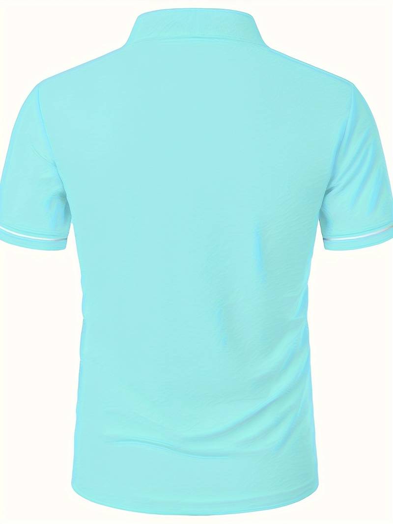 Men’s Polo Shirt – Slim Fit – Short Sleeve – Quarter Zip – Stylish Contrast Detail