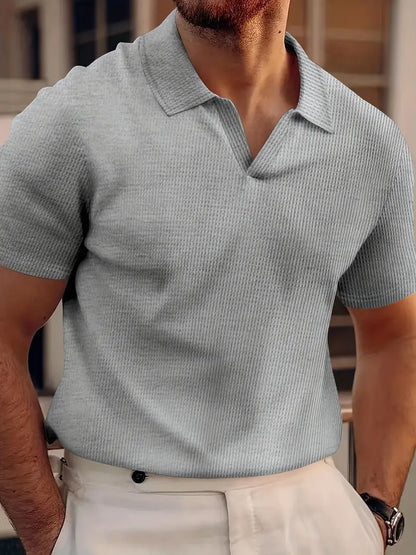Men’s Polo Shirt – Classic Fit – Breathable Blend – Ribbed Texture – Short Sleeve
