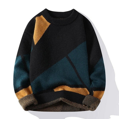 Men’s Knitted Sweater - Thick Warm Fabric - Long Sleeve - Round Neck - Stylish Casual Wear