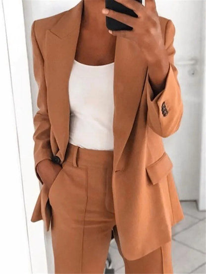 Women's blazer and wide-leg pants two-piece set