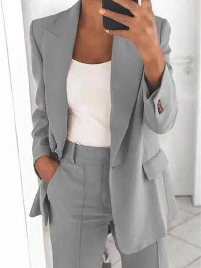 Women's blazer and wide-leg pants two-piece set