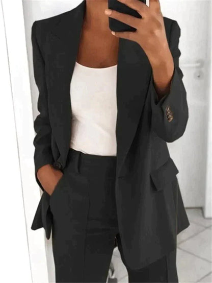 Women's blazer and wide-leg pants two-piece set