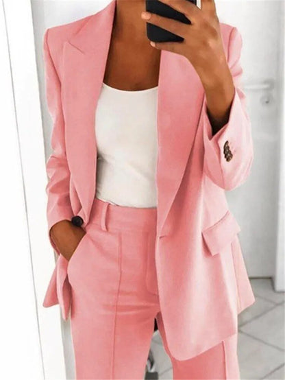 Women's blazer and wide-leg pants two-piece set