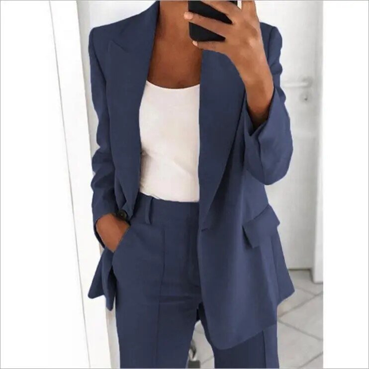 Women's blazer and wide-leg pants two-piece set