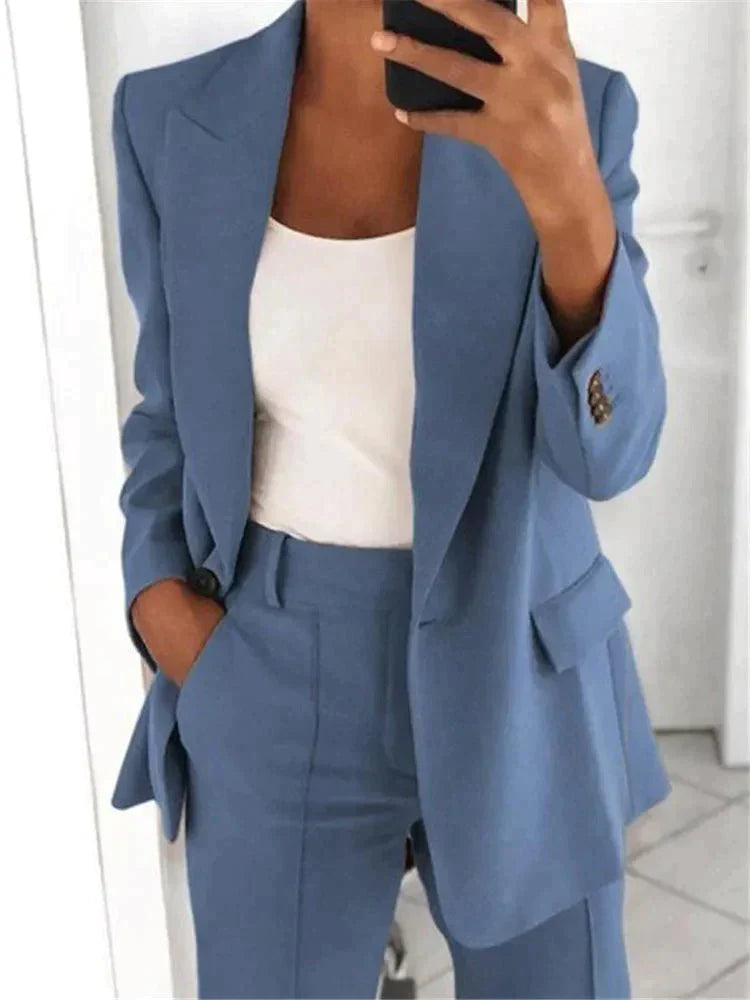 Women's blazer and wide-leg pants two-piece set