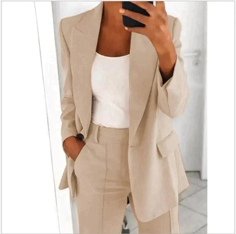 Women's blazer and wide-leg pants two-piece set