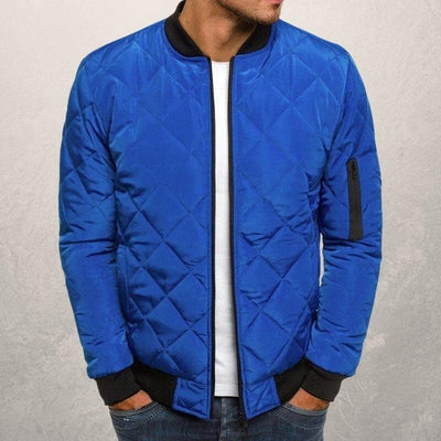 Men’s Bomber Jacket – Quilted Diamond Pattern – Wind Resistant – Ribbed Trim – Utility Pocket
