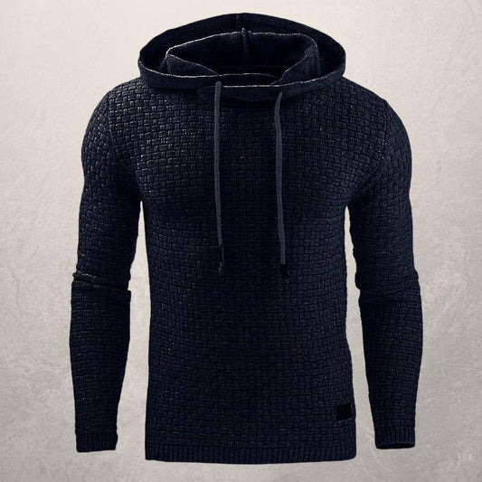 Men’s Hooded Sweater – Slim Fit – Textured Knit – Drawstring Hood – Ribbed Cuffs