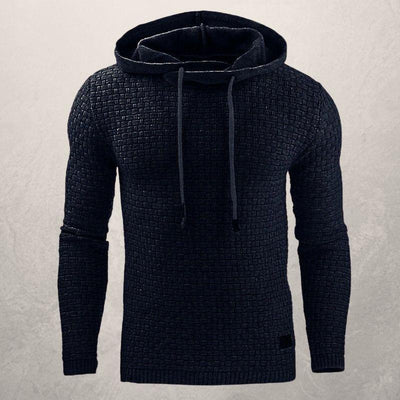 Men’s Hooded Sweater – Slim Fit – Textured Knit – Drawstring Hood – Ribbed Cuffs