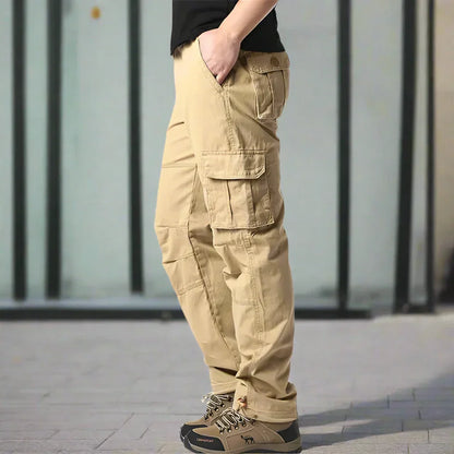 Men’s Cargo Trousers – Relaxed Fit – Natural Fibers – Utility Pockets – Full Length