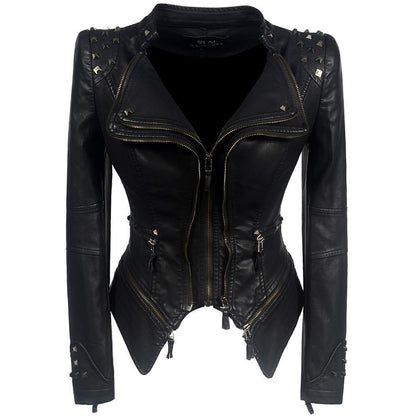 Gothic leather jacket for women