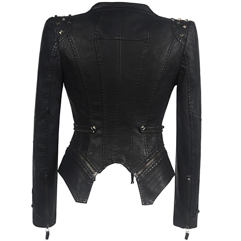 Gothic leather jacket for women