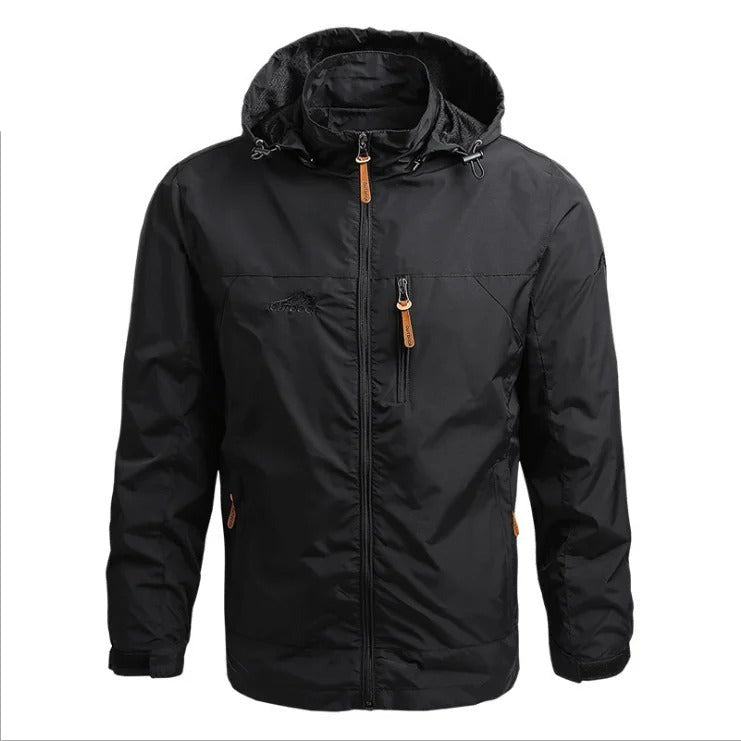 Waterproof hooded windbreaker jacket for men