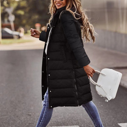 Women's long padded coat with hood