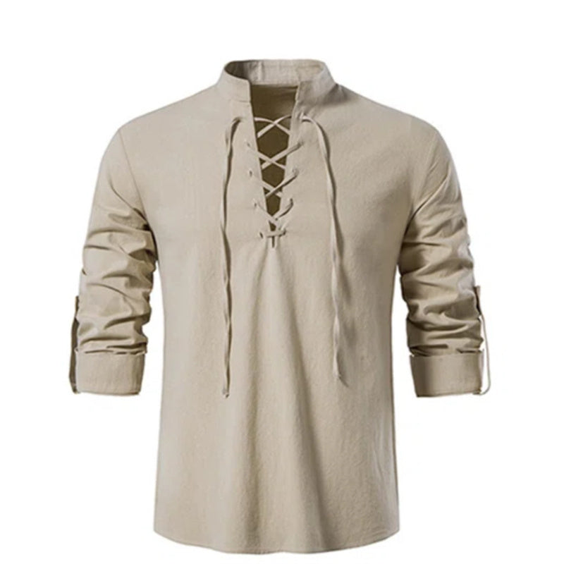 Men's versatile casual shirt with drawstring