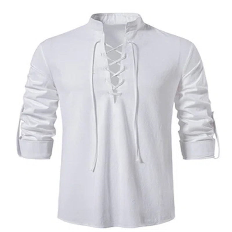 Men's versatile casual shirt with drawstring
