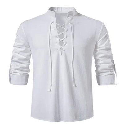 Men's versatile casual shirt with drawstring