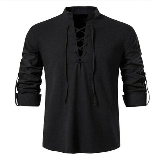 Men's versatile casual shirt with drawstring
