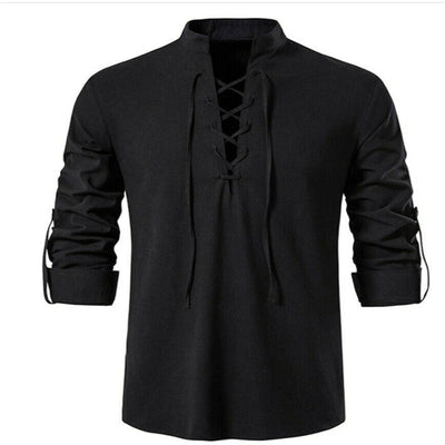 Men's versatile casual shirt with drawstring