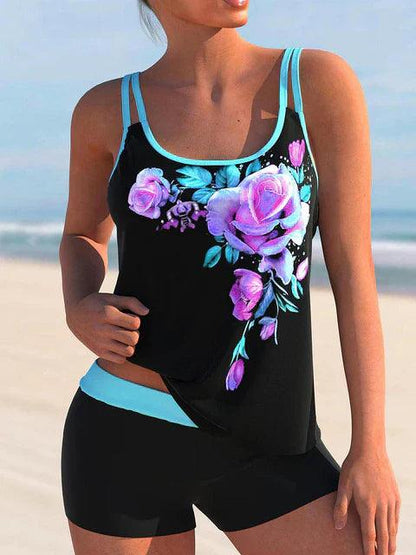 Women's Two-Piece Floral Print Tankini Swimsuit