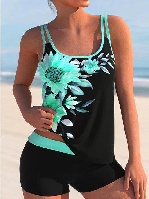 Women's Two-Piece Floral Print Tankini Swimsuit