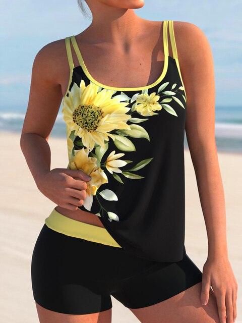 Women's Two-Piece Floral Print Tankini Swimsuit